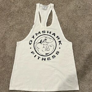 GYMSHARK Fitness 'Legacy Logo Stringer' Workout Train Exercise Tank White Medium